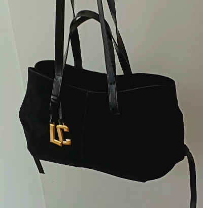 Bolsa de Couro Grande ou Max Camurça Black