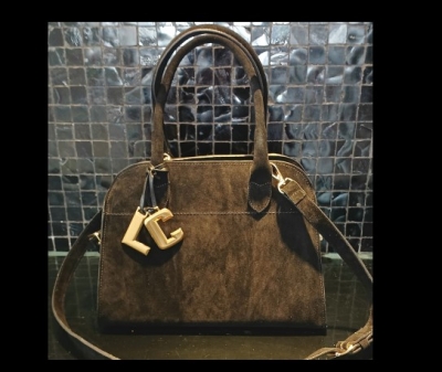 Bolsa de Couro e Camurça Grande Preto
