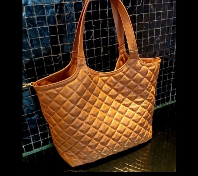 Bolsa de Couro Max Matelassê Caramelo