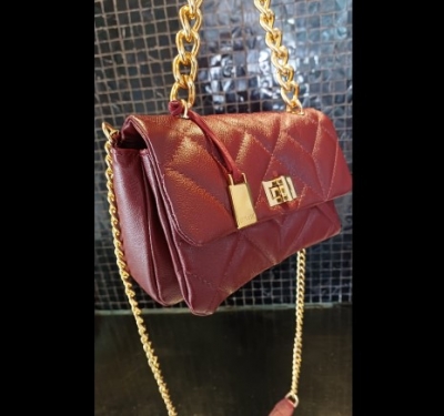 Bolsa de Couro Matelasse Roxo