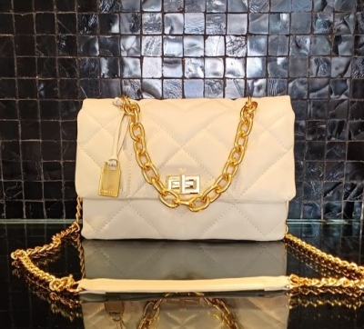 Bolsa de Couro Matelassê Off White