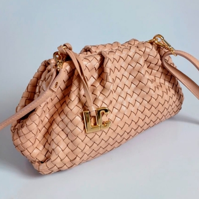Bolsa de Couro Média Clutch Tressê Nude