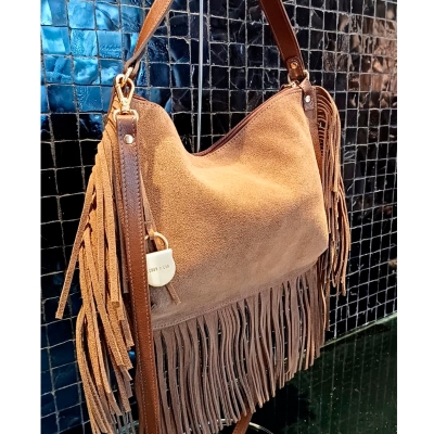Bolsa de Couro e Camurça Média Boho