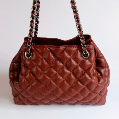 Bolsa de Couro Média Matelassê Café