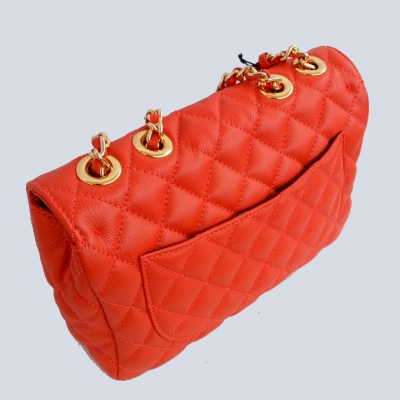 Bolsa de Couro Matelassê Clássica Vermelha
